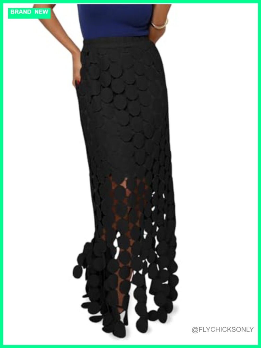 Womens Hollow Out Maxi Skirt Summer Boho Fringe Hem Long Skirt